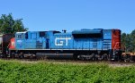 E/B CN 8952, GT heritage unit, mid-train DPU on CN mixed freight consist M356, approaching Sorensen Road crossing.